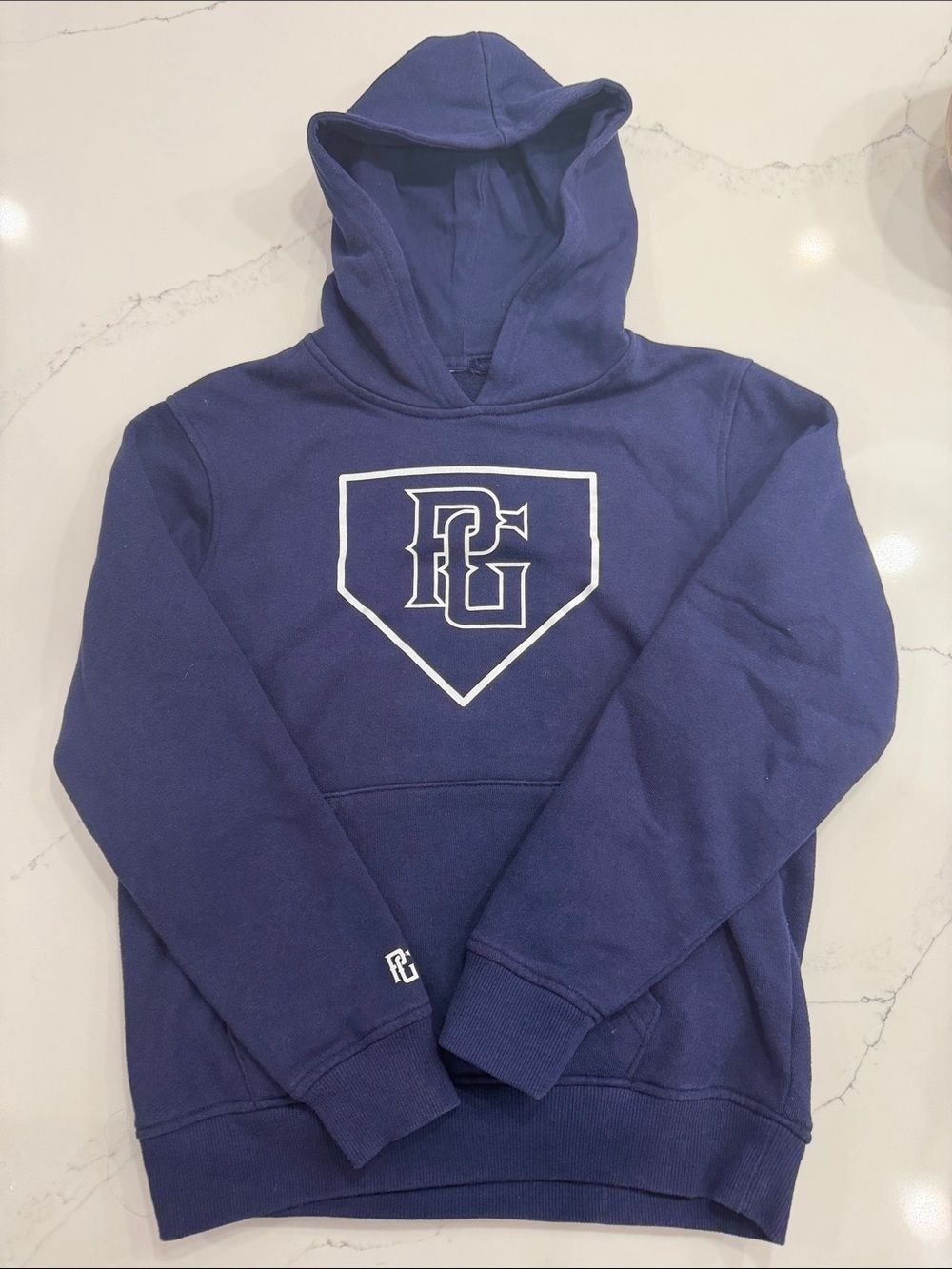 Perfect Game Navy Kids' Hooded Sweatshirt with White Emblem